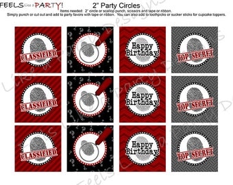 Secret Agent Cupcake Toppers - Instant Download