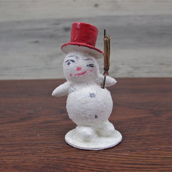 Antique German Winking Snowman with Top Hat by hauntedlampvintage