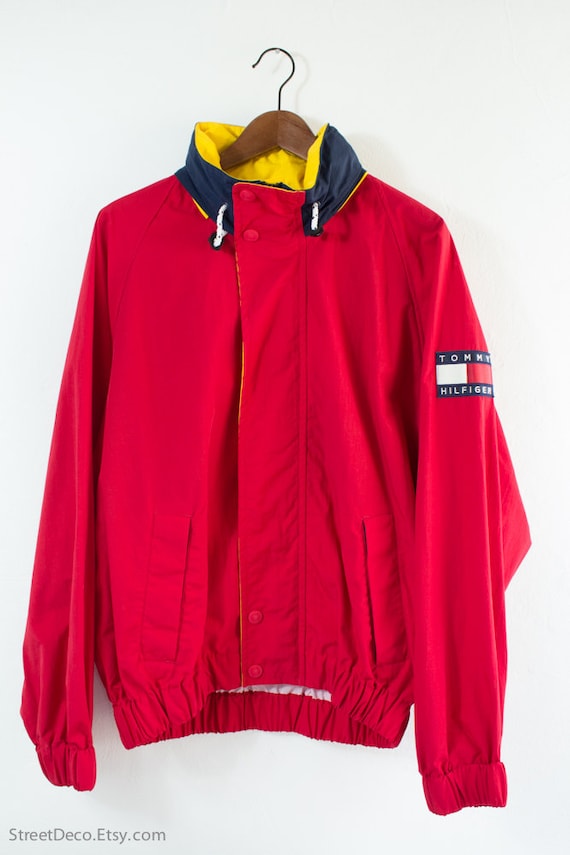 Vintage 90's Tommy Hilfiger Red Hooded Sailing Jacket