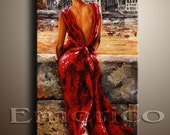 Items similar to Bride Female Figure PAINTING Palette Knife ...
