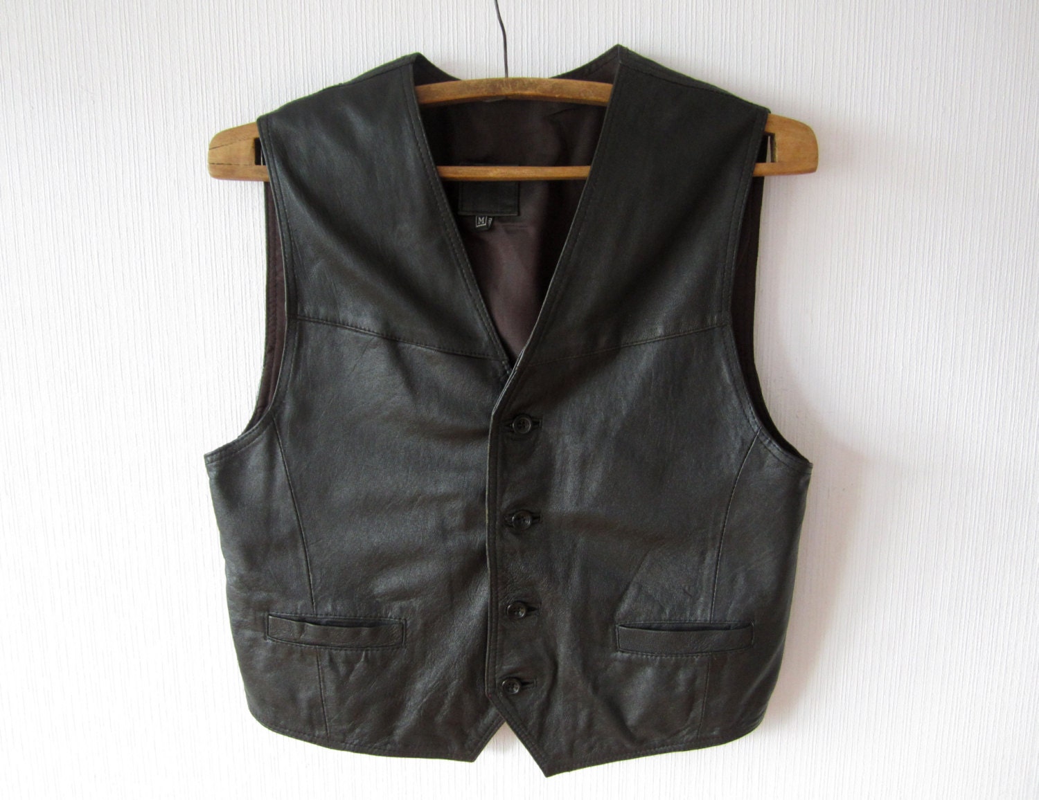 Black Leather Mens Vest Country Western by ThousandVests on Etsy