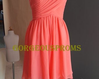 Cheap Short Coral Bridesmaid Dress Sweetheart Knee-length Custom Mint ...