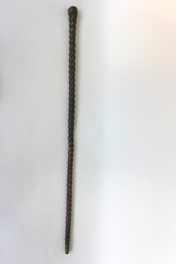 Antique Barley Twist Wooden Walking Stick