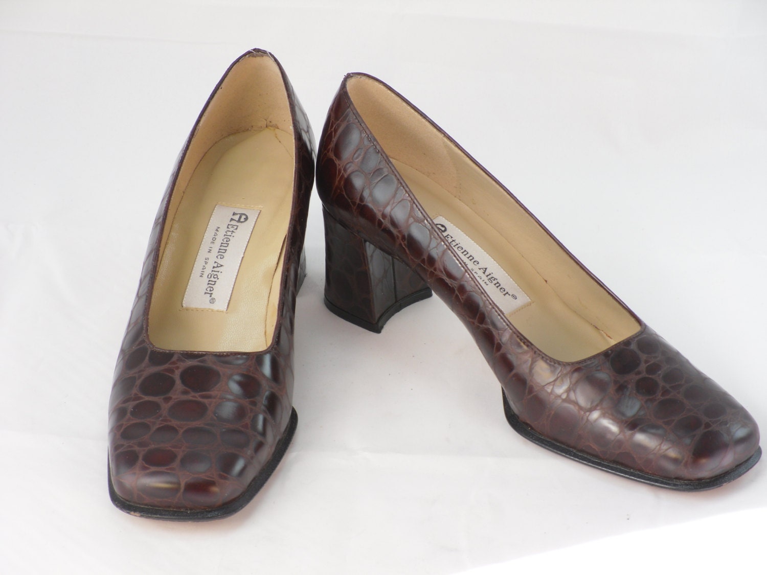 crocodile print pumps