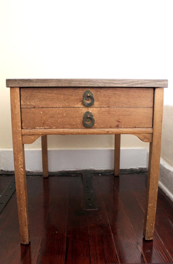 1950s mahogany light brown side table by SaltwaterMarket on Etsy