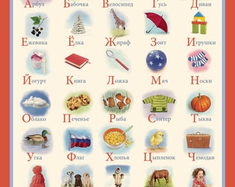 Children's Russian Alphabet Poster