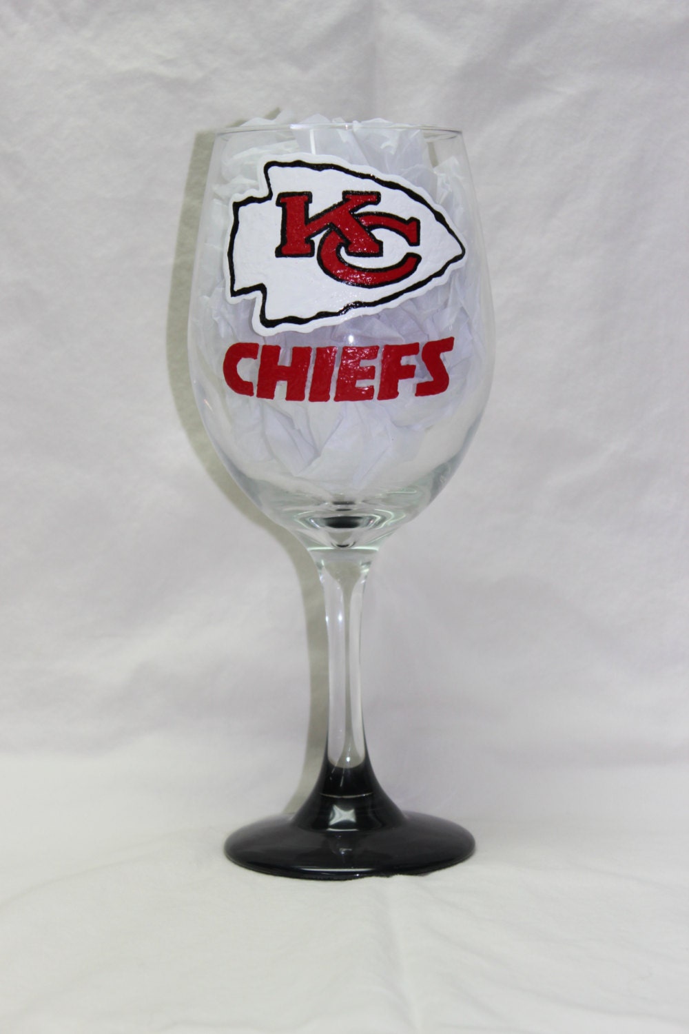 Hand Painted Kansas City Chiefs Wine Glass by CraftedPerfections