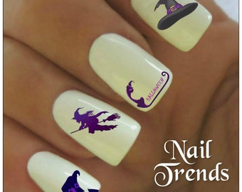 Halloween Nail Decal 20 Vinyl Adhesive Decals Witch Nail Tattoos Nail Art