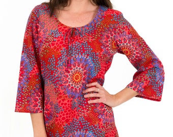 Beach Cover Up or Kaftan Dress in 100% Cotton – Reef Coral
