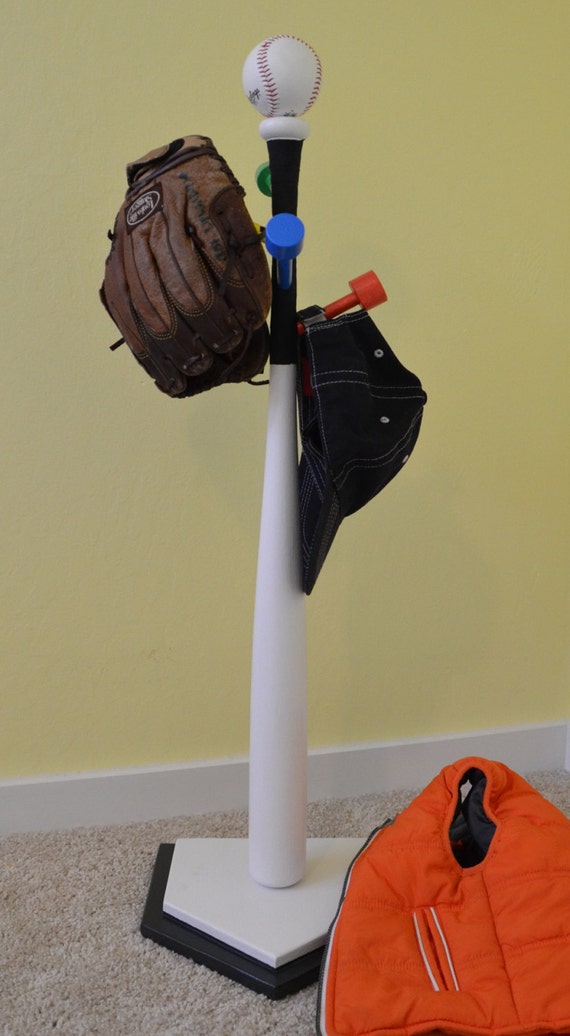 Children's Hat, Coat and Glove Rack Baseball inspired "Bat Rack"