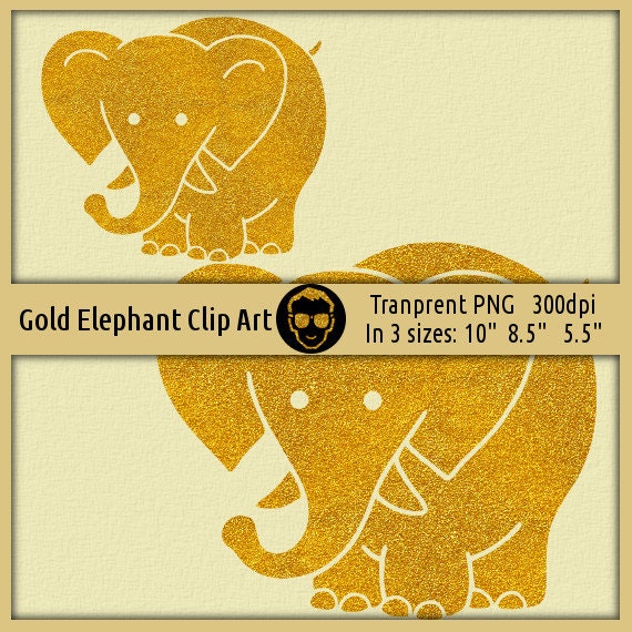 Gold Elephant Clipart Wedding Clip Art Newborn By Golddesign