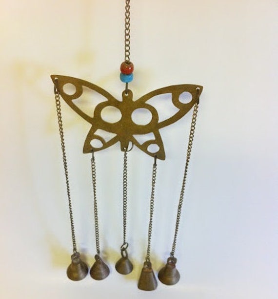 Vintage Sarna India Brass Wind Chime / Brass by RustyWhistle