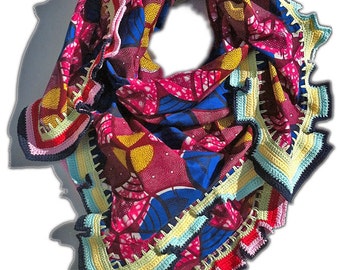 African frost ochuko - big, beautiful cloth from original Waxprint from Ghana, crochet in the Switzerland