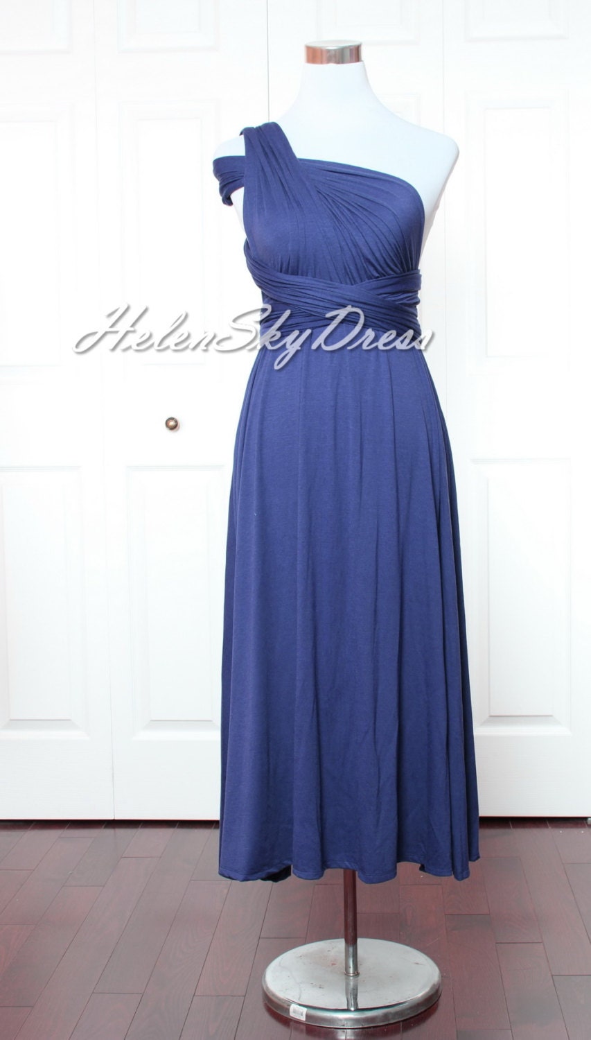 Convertible Infinity Dress Long Wrap Bridesmaids Dress In Navy