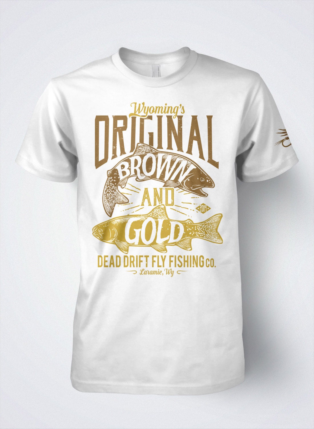 Fly Fishing T shirt Brown and Golden Trout original by Dead