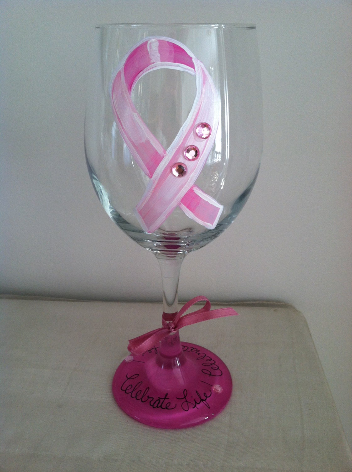 Breast Cancer Awareness 20 oz. Wine Glass by CindysPaintedGlasses