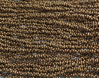 4x2mm SILKY Aged Brass Czech Glass Farfalle Seed Bead Strand (AW98)