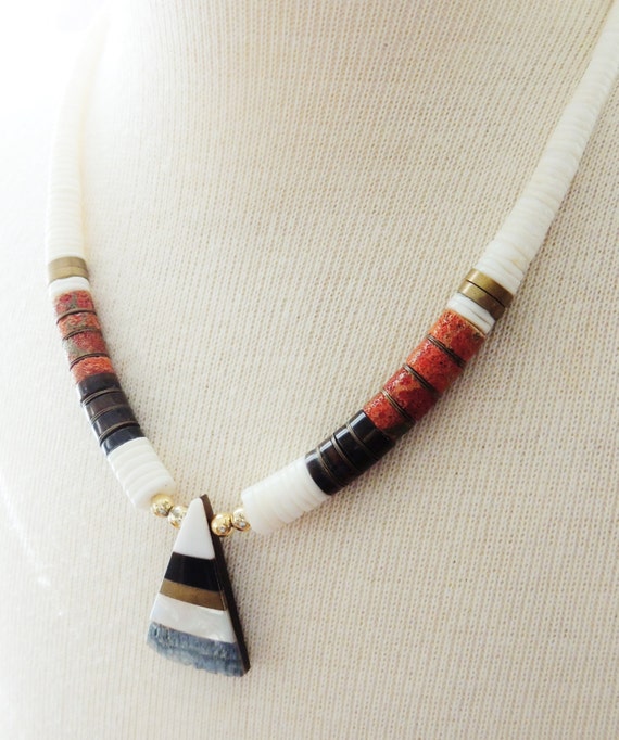 Vintage Zuni Heishi Bead Necklace Native by unconventionalJ