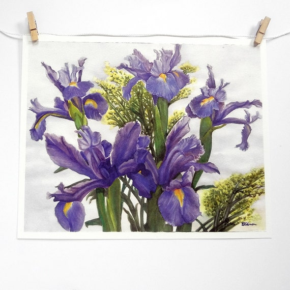 iris art print watercolor irises purple flower by favoriteflower