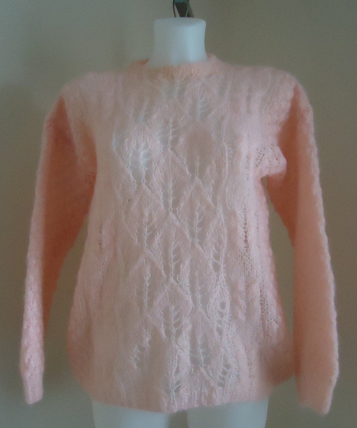 Vintage Hand Knit Pink Sweater by Eaton