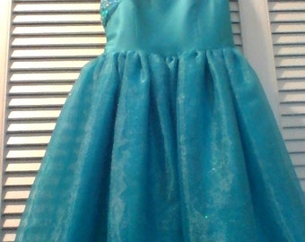 girls pageant gown peacock blue size 10