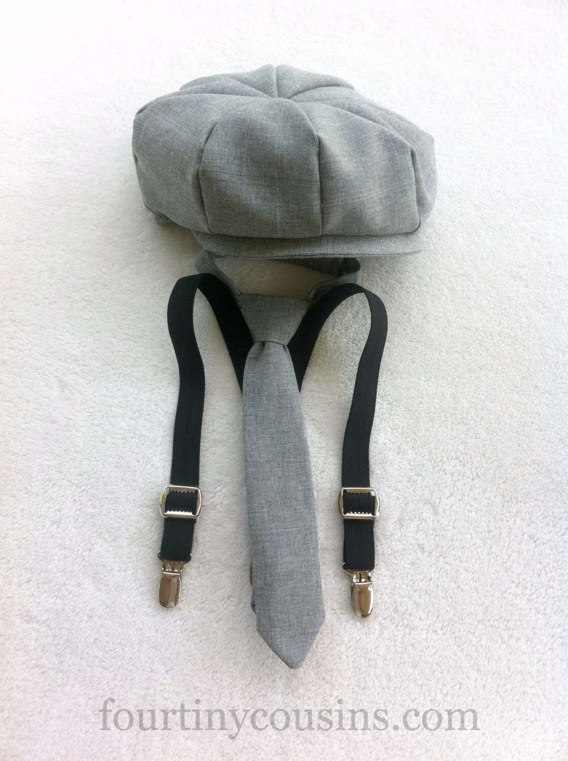 Ring Bearer, Ring Boy Set, Hat tie suspenders, Ring bearer set, Heather gray, Baby boy, Toddler boy, Infant Ring Bearer, Gray wedding