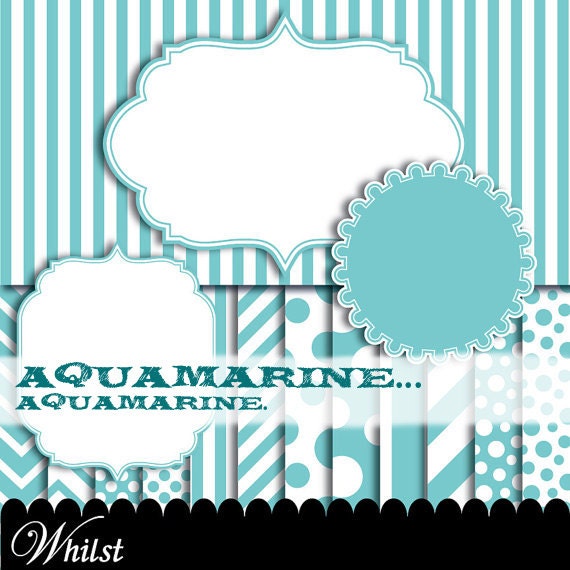 SALE Blue frame clip art, aqua digital paper baby chevron, tiffany blue clipart, circle frame, ornate frame : p0176 3s2250 IP Il_570xn