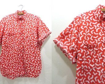 90s Keith Haring Style Squiggles Short Sleeve Shirt - Boxy fit Abstract ...