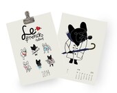 SALE FRENCH BULLDOG Calendar  2014 pdf printable  frenchie dog printable calendar - art print by nicemiceforyou - nicemiceforyou