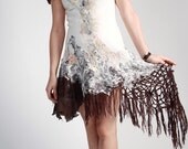 Alternative weddings dress Short wedding dress Boho wedding dress Silk wedding dress Bohemian wedding dress Felt dress Wool silk dress