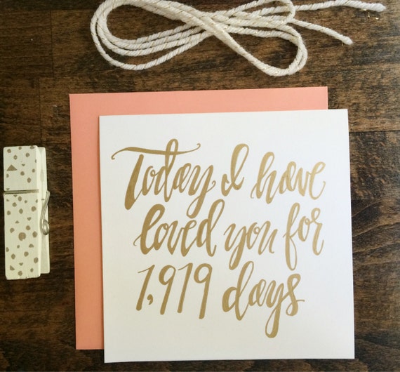 Square handmade gold calligraphy "Today I have loved you for..." card
