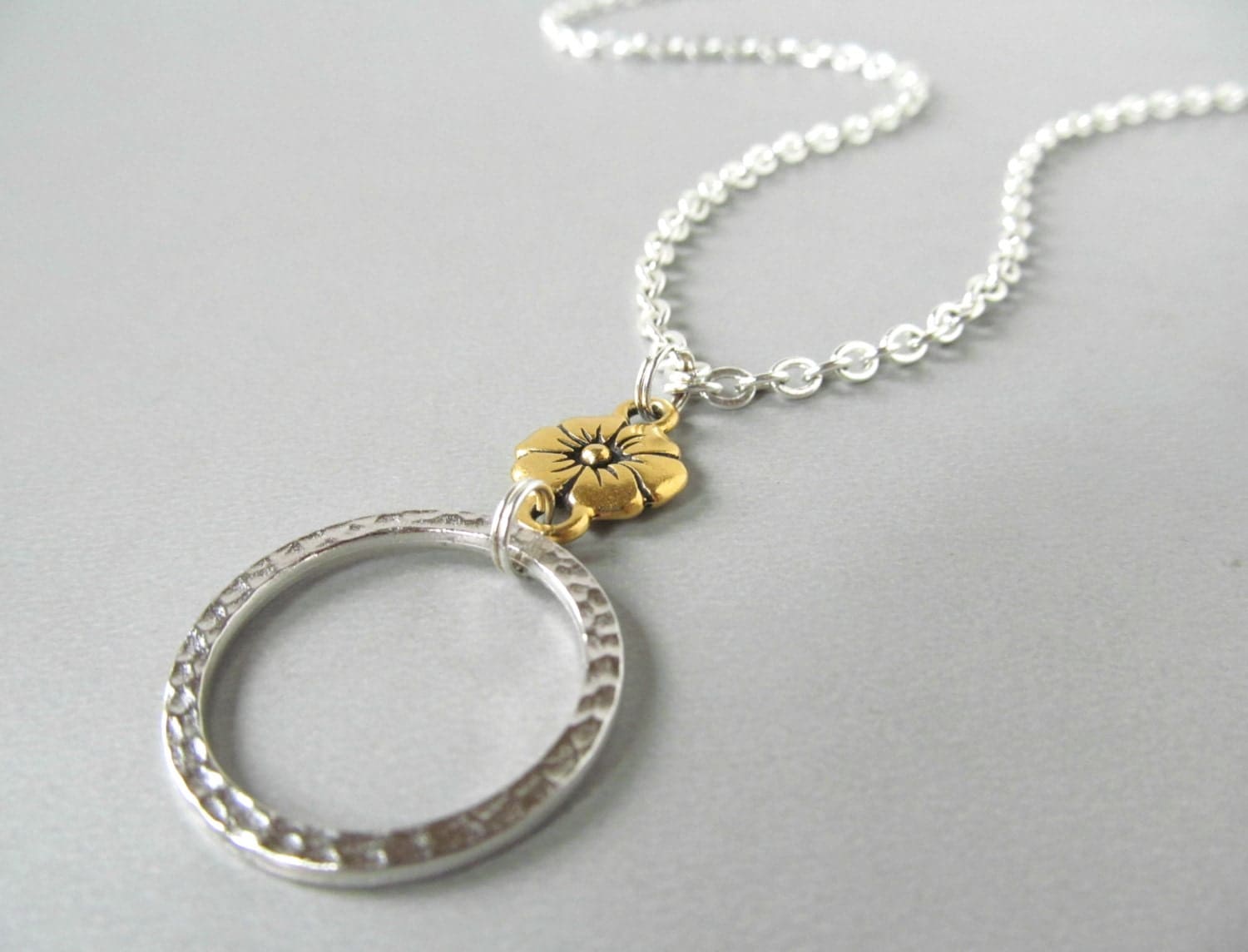 Silver Eyeglass Necklace Gold Flowers Eyeglass Holders