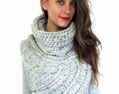 Chunky Knit Asymmetric Cowl Vest Shawl Scarf One Armed // Huntress Vest in Philosopher's Stone // Many Colors and Vegan Options Available