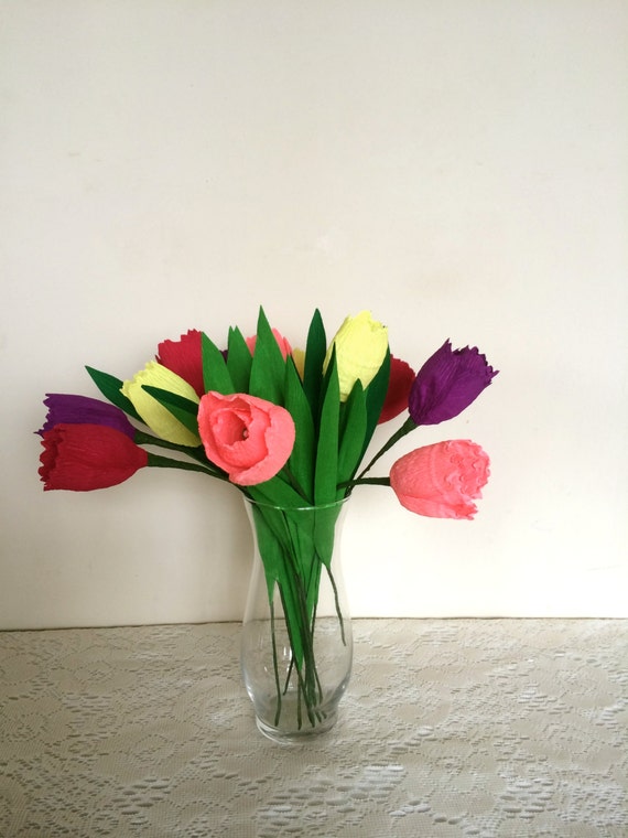 Items similar to Beautiful Crepe Paper Tulips- Welcome the Spring with ...