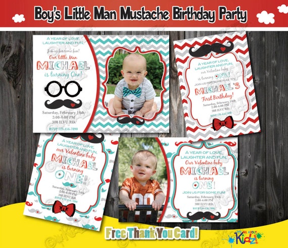 Little Man Birthday Party invitationMustache Birthday