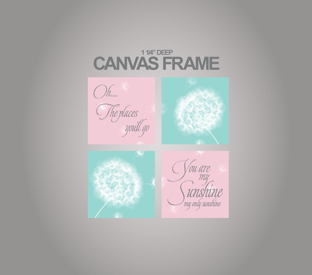 Baby Girl Nursery Canvas Art Dandelion flowers art by NurseryCode