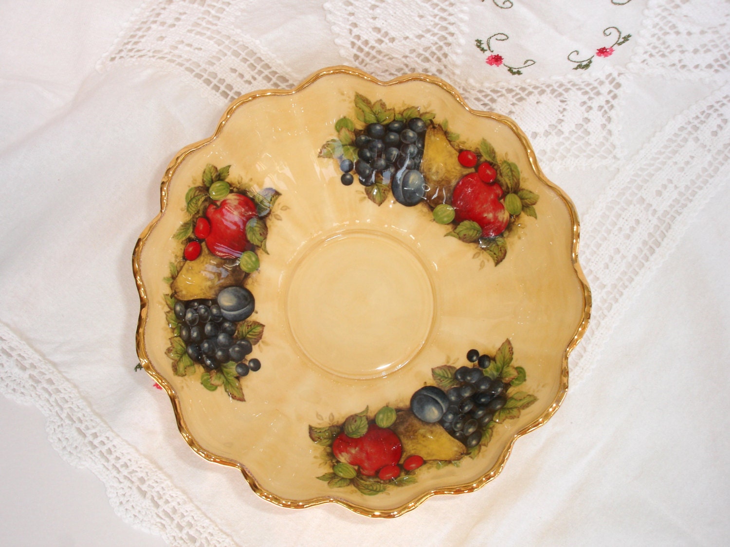 Antique Fruit Series Queens China Fruit Bowl Vintage by FillyGumbo