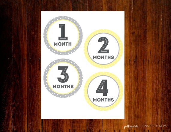 Monthly onesie Circle Stickers, first year - Set of 12 Il_570xn