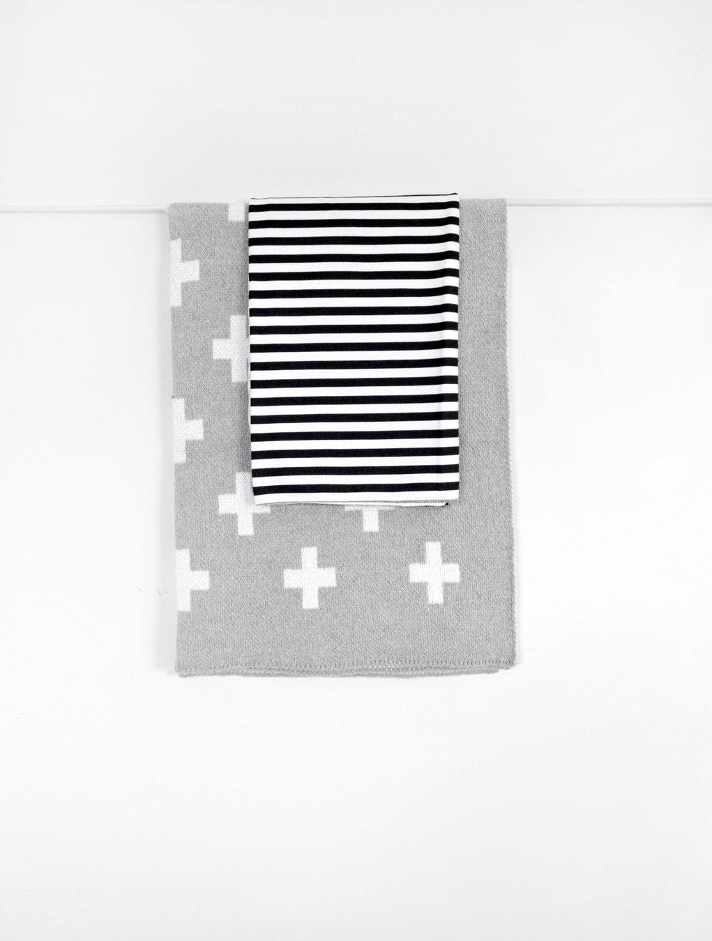 Cross Sweater Blanket and Stripe Swaddle by WrenandRumor on Etsy