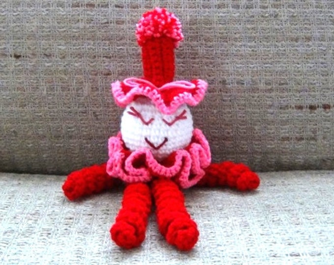 Valentine Clown - Spiral Clown Doll - Red and Pink