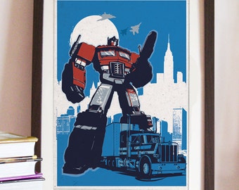 Vintage Transformers Optimus Prime Poster - Different sizes - Fan Art Geek print