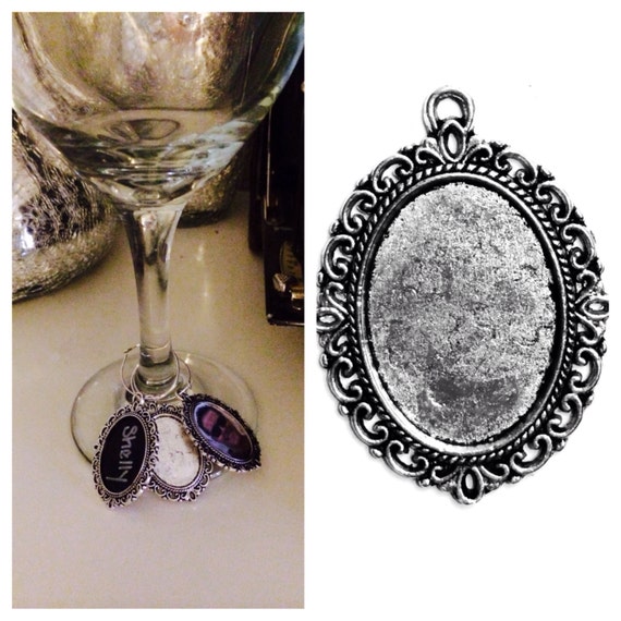 Wine Charm QTY: 25 (Blank silver frame charm. Can be painted with ...