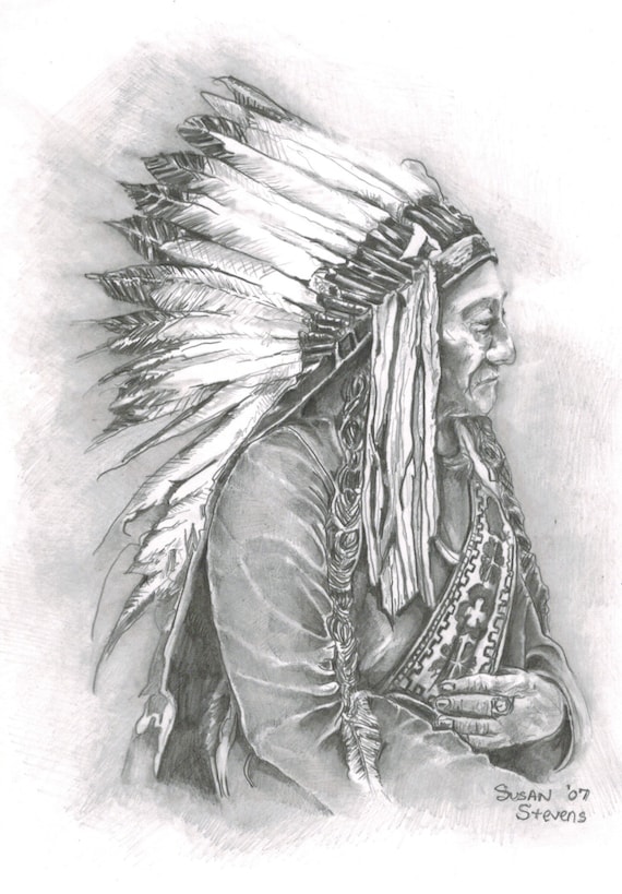 Pencil Drawing // Native American // Portrait // Profile