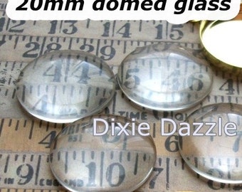 Photo charm supplies 20 pcs 20mm, 3/4 inch Clear Domed Glass Cabochons, flat back glass inserts for cufflinks, earrings, magnets, keyrings