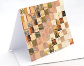 Recycled Art Note Card Blank Mosaic Pattern Collage Frameable OOAK 4 x 5 1/2 Thanksgiving Tan Brown
