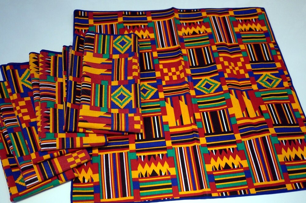 Vintage Kente Cloth Napkins Home and Living by aesthetikara