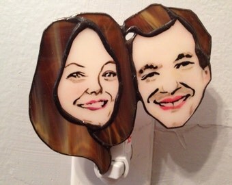 Stained glass Couple portrait night light by Glass Action