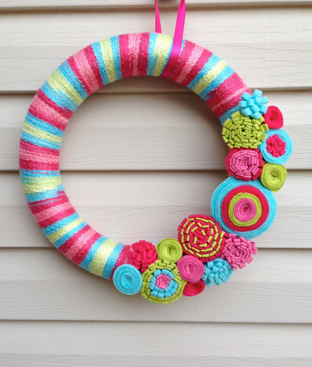 Spring Wreath Easter Wreath Spring Yarn Wreath Spring