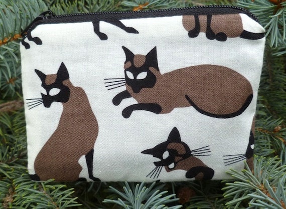 Items similar to Siamese cat coin purse, credit card pouch ...