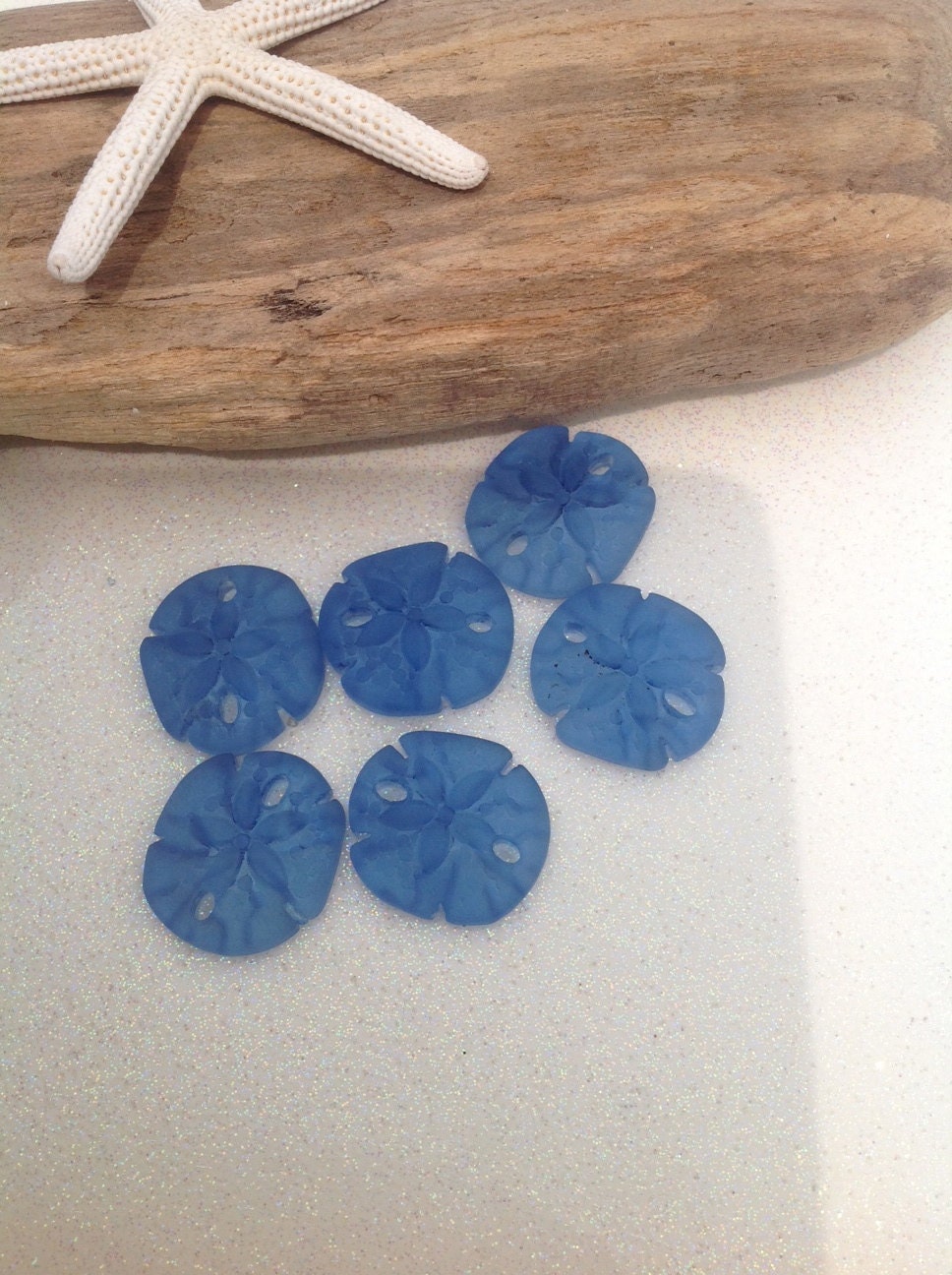 2 SEA Glass beads Sand DollarSeaglass beach by SeasideJewelry1